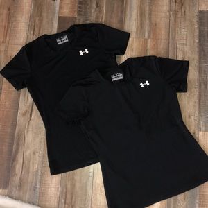 TWO UNDER ARMOUR black t-shirts both YXL